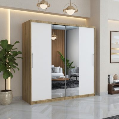 Dresing Delia 200 Sonoma cu Oglinda si Usi Albe