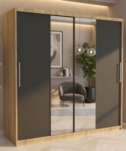 Dresing Delia 200 Sonoma cu Oglinda si Usi Gri