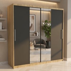 Dresing Delia 200 Sonoma cu Oglinda si Usi Gri