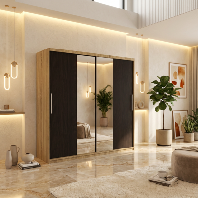 Dresing Delia 200 Sonoma cu Oglinda si Usi Wenge