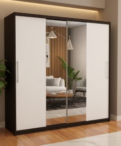 Dresing Delia 200 Wenge cu Oglinda si Usi Albe