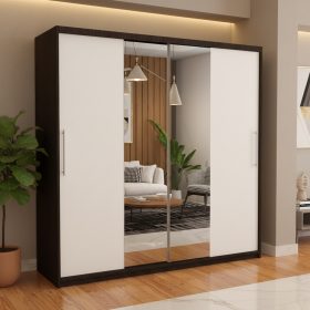 Dresing Delia 200 Wenge cu Oglinda si Usi Albe