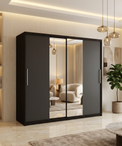 Dresing Delia 200 Wenge cu Oglinda si Usi Gri