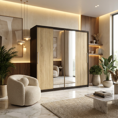 Dresing Delia 200 Wenge cu Oglinda si Usi Sonoma