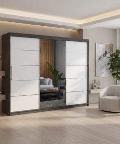 Dresing Delia 250 Gri cu Oglinda si Usi Albe