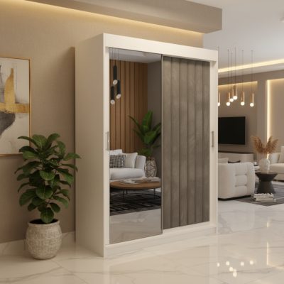 Dressing Tapitat ADELA Gri Cu Oglinda