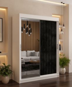 Dressing Tapitat ADELA Negru Cu Oglinda