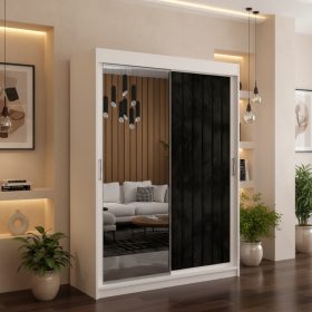 Dressing Tapitat ADELA Negru Cu Oglinda