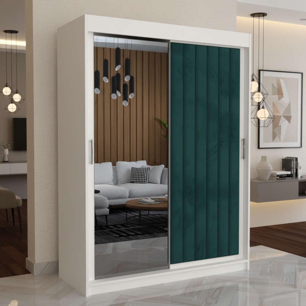 Dressing Tapitat ADELA Verde Cu Oglinda