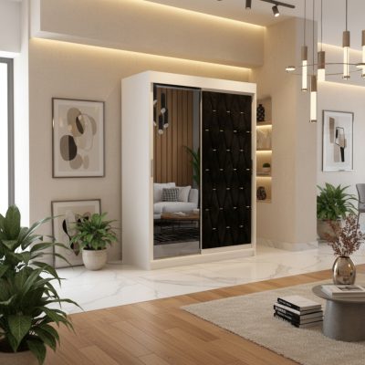 Dressing Tapitat Iris Negru Cu Oglinda