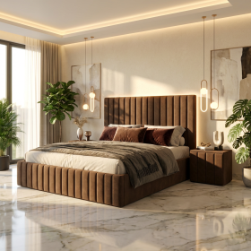 Pat Adela Maro Catifea Premium Cu Noptiere Tapitate