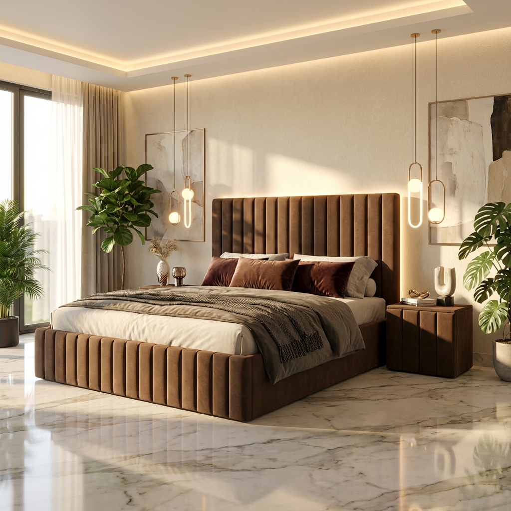 Pat Adela Maro Catifea Premium Cu Noptiere Tapitate