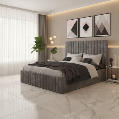 Pat Tapitat  Adela Gri Catifea Premium