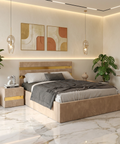 Pat Tapitat Adria Crem Cu Noptiere Tapitate