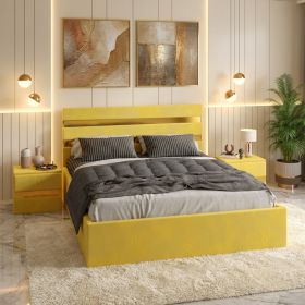 Pat Tapitat Adria Galben Cu Noptiere Tapitate