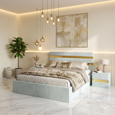 Pat Tapitat Adria Lemon Cu Noptiere Tapitate