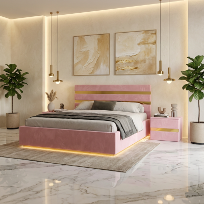 Pat Tapitat Adria Roz Cu Noptiere Tapitate