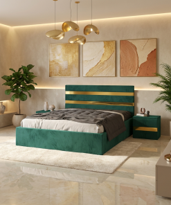 Pat Tapitat Adria Verde Cu Noptiere Tapitate