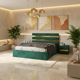 Pat Tapitat Adria Verde Cu Noptiere Tapitate