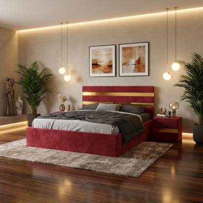 Pat Tapitat Adria Visiniu Cu Noptiere Tapitate