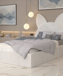 Pat Tapitat Amira Alb cu Catifea Premium