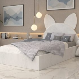 Pat Tapitat Amira Alb cu Catifea Premium