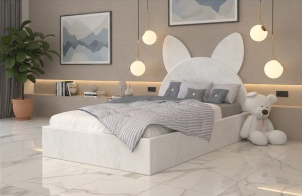 Pat Tapitat Amira Alb cu Catifea Premium