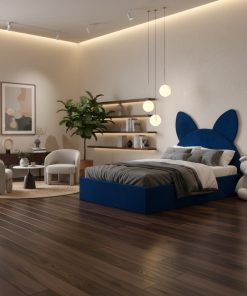 Pat Tapitat Amira Albastru cu Catifea Premium