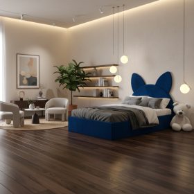 Pat Tapitat Amira Albastru cu Catifea Premium