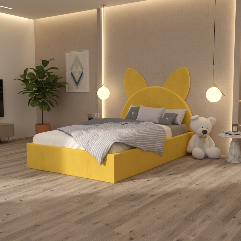 Pat Tapitat Amira Galben cu Catifea Premium