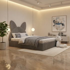 Pat Tapitat Amira Gri cu Catifea Premium