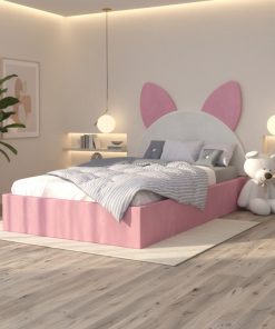 Pat Tapitat Amira Roz Alb cu Catifea Premium