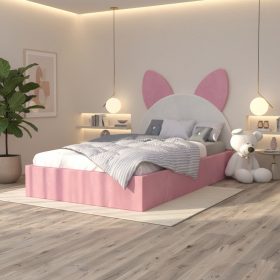 Pat Tapitat Amira Roz Alb cu Catifea Premium