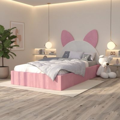 Pat Tapitat Amira Roz Alb cu Catifea Premium