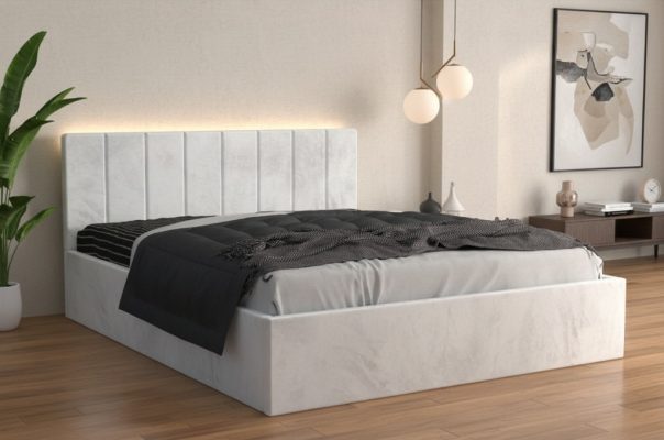 Pat Tapitat Aura Alb Catifea Premium