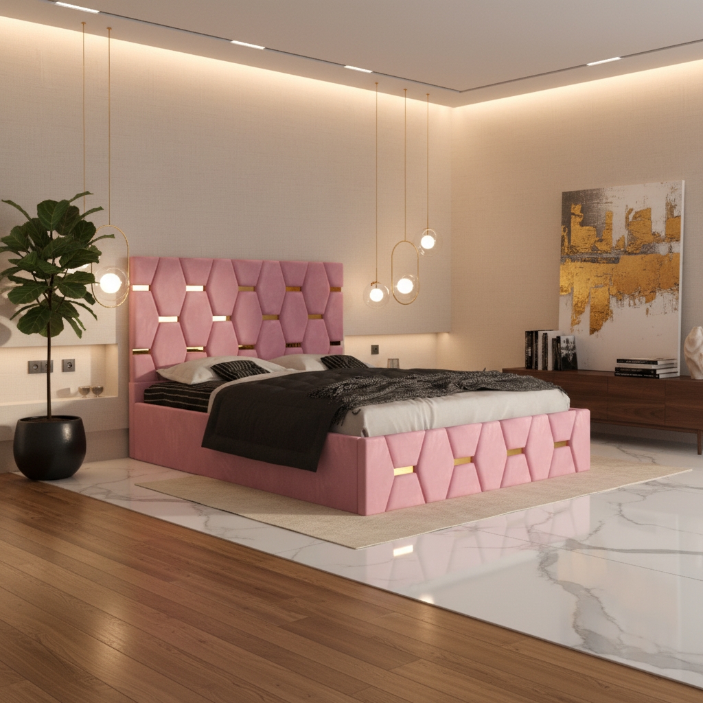 Pat Tapitat Bia Roz Catifea Premium