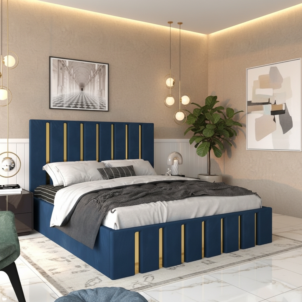 Pat Tapitat Crystal Albastru