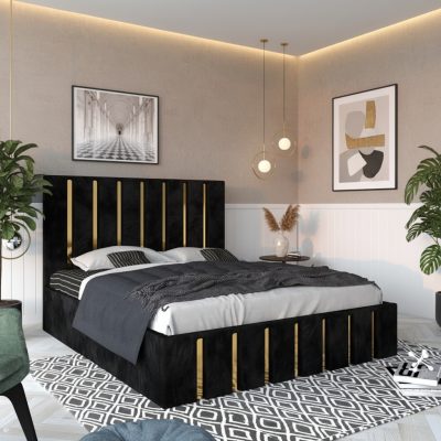 Pat Tapitat Crystal Negru