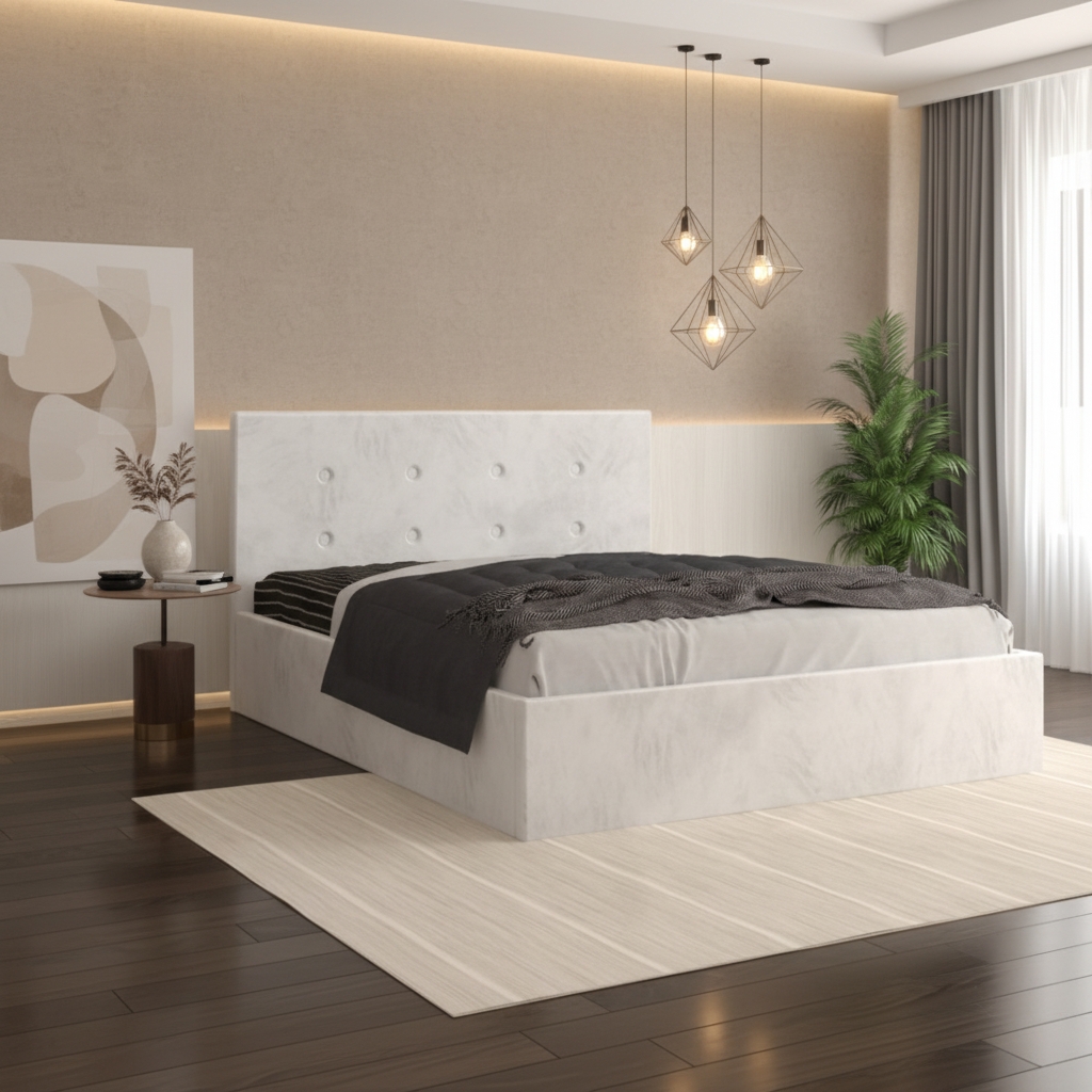 Pat Tapitat Elys Alb Catifea Premium