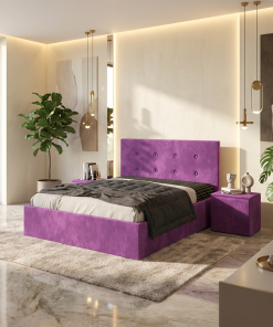 Pat Tapitat Elys Mov Catifea Premium Cu Noptiere Tapitate