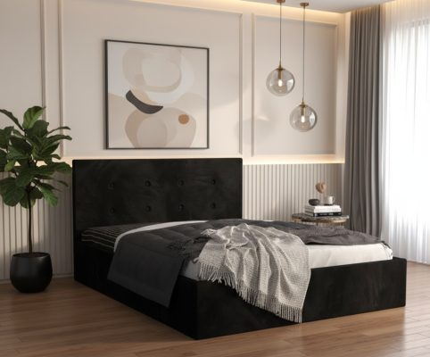 Pat Tapitat Elys Negru Catifea Premium