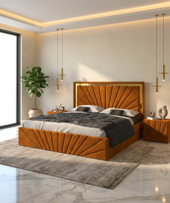 Pat Tapitat Enzo Caramiziu Premium Cu 2 Noptiere Tapitate