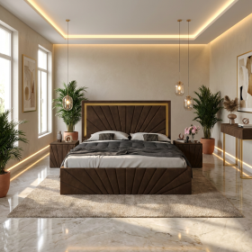 Pat Tapitat Enzo Maro Premium Cu 2 Noptiere Tapitate