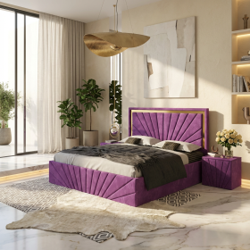 Pat Tapitat Enzo Mov Premium Cu 2 Noptiere Tapitate