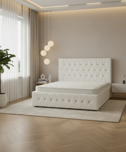 Pat Tapitat Iris Alb Catifea Premium