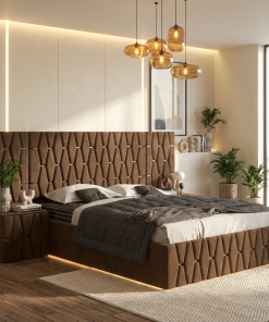 Pat Tapitat Iris Maro Cu Extensii Si Noptiere Tapitate