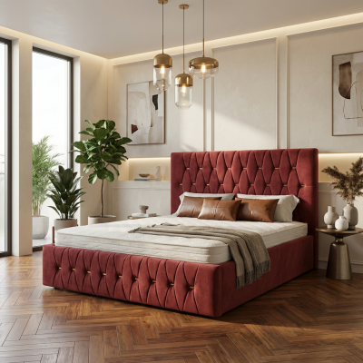 Pat Tapitat Iris Visiniu Catifea Premium