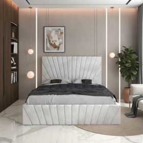 Pat Tapitat Leon Alb Catifea Premium