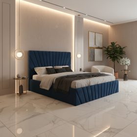 Pat Tapitat Leon Albastru Catifea Premium