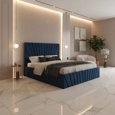 Pat Tapitat Leon Albastru Catifea Premium